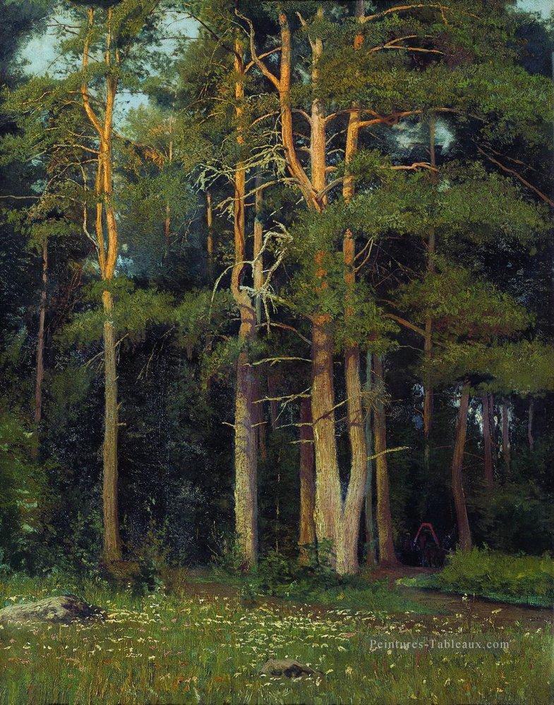 forêt de pins dans le paysage classique ligovo 1895 Ivan Ivanovitch Peintures à l'huile